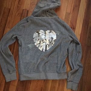 Pink - Victoria secret big sequenced heart hoodie